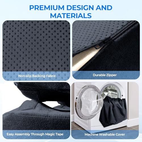 3-Level Adjustable Foot Rest for Under Desk at Work, Black, 17x11.2x17 Inch | Ergonomic High-Density Foam Footstool Footrest Pillow with Crystal Velvet & Washable Cover for Office/Home/Game Chair - color: Black