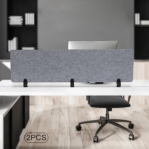 2 PCS Acoustic Desk Divider Privacy Panel Desk Divider Desk Partition Noise Reducing Mounted Sound Proof Dividers for Office Reduce Noise 60" x 16" Grey - size: 2 PCS 60"*16" Grey