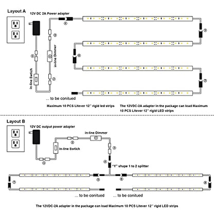Litever Under Cabinet LED Lighting Kit Plug in 13W Daylight White 5000K - color: Daylight 5000K