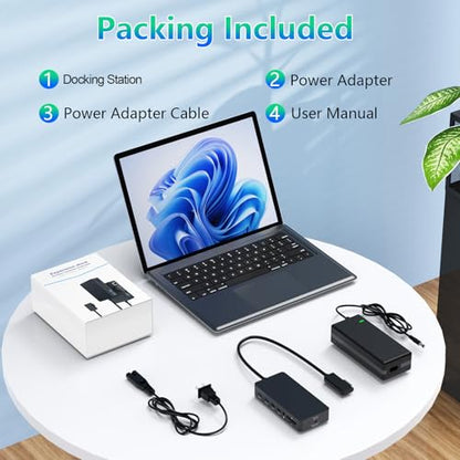 Surface Docking Station Triple Displays Dual HDMI + VGA with Power Adapter,12 in 1 Surface Dock 2 for Microsoft Surface Pro 12/11/10/9/8/X/7/6/5/4/3,Surface Laptop 7/6/5/4/3/2/1,Surface Book Go