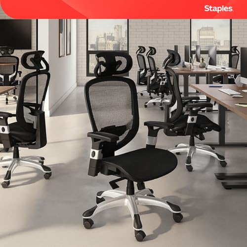 Staples Hyken Ergonomic Mesh Task Chair, Lumbar Support, Swivel, Black - color: Black