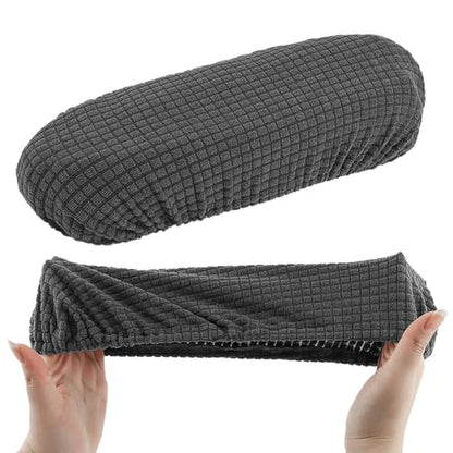 Kakalote Stretchable Office Chair Armrest Covers, 1Pairs Removable Arm Rest Slipcovers Elastic Arm Covers Protectors for Office, Desk, Gaming Chairs(Dark Grey-No Padding) - color: Dark Grey