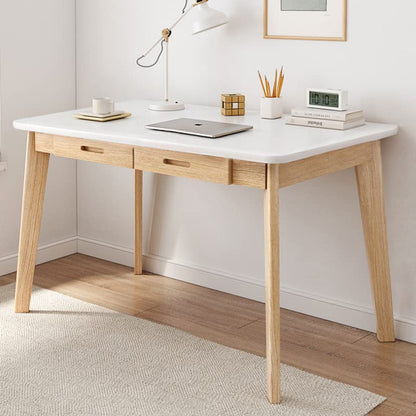 IOTXY Solid Wood Writing Desk - Home Office Laptop Computer Table, White - color: White, size: 100CM