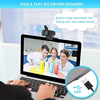 XPCAM HD 1080p Webcam with Microphone,USB Web Camera for Computer PC Laptop - color: webcam for pc (black)