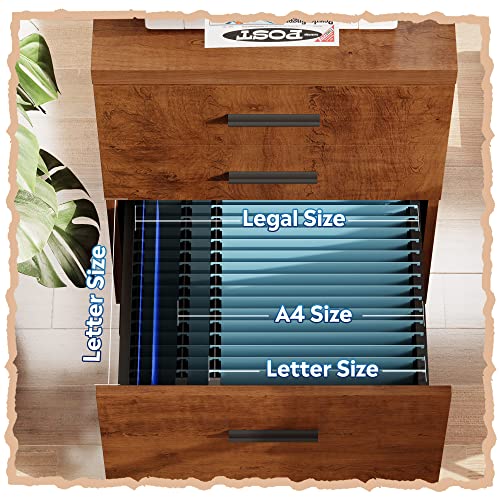 DEVAISE 3 Drawer File Cabinet for Home Office, Wood Under Desk Filing Cabinet, Rolling Printer Stand with Wheels, Walnut - color: Walnut, size: 15.7"D x 18.1"W x 25.6"H