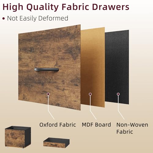 3-Drawer File Cabinet, Rustic Brown,16.5" W | Side Bag & File Drawer, A4/Letter Size Compatible, Vertical Printer Table, Storage for Home Office