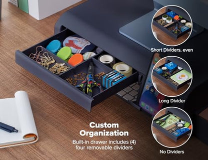 Bostitch Konnect Adjustable Monitor Riser with Drawer, Cell Phone Stand & Pencil Holder, Laptop Stand for Desk, 4 Height Levels, Cable Management & Rubber Feet - color: Black, style: Deluxe Laptop Stand Kit