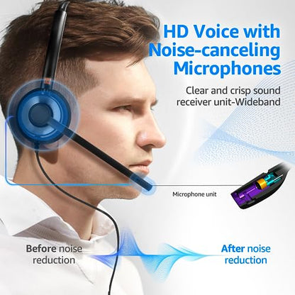 IPD IPH-160 Phone Headset with Noise Cancelling Microphone for Office and Call Center- Comapatible with Polycom VVX, Aastra,Avaya Digital, Nortel,Samsung,Mitel landline Phones. - color: 160-BL-FOAM