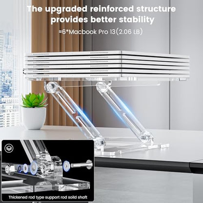 Laptop Stand for Desk, Portable Acrylic Laptop Riser, Ergonomic Adjustable Computer Stand Holder for Notebook MacBook Air Pro, Dell XPS, HP (10-17.3'') - color: A-White