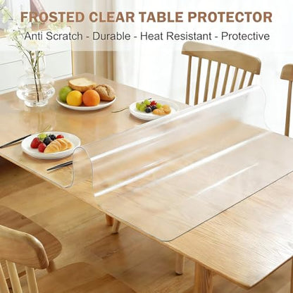 Frosted PVC Desk Pad Mat 12x36 Inch Crystal Table Cloths Rectangular Vinyl Desk Pad Waterproof PVC Plastic Table Cover for Dining TV Table Dresser Night Stand Computer Writing - color: Frosted 1.5mm, size: 12" x 36"