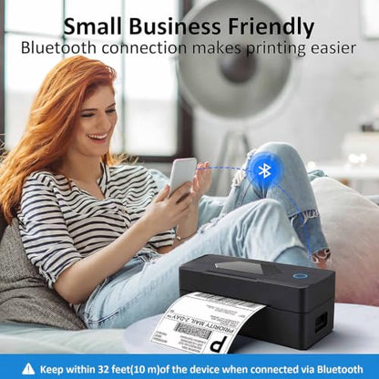 Mvgges Shipping Label Printer,Bluetooth 4x6 Thermal Label Printer for Small Business Office or Home, Compatible with Android, iOS, Windows and Mac, Widely Used for Amazon,USPS,Etsy,Inky Black