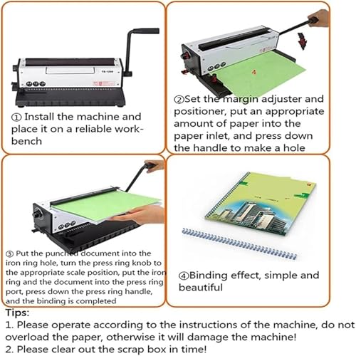 Binding Machine, 34 Holes Office Manual Wire Coil Spiral Binding Machine Punching Binding Capacity（quare Hole）