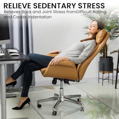 VASUHOME 36"x46" Patented Beveled Edge Glass Chair Mat, Heavy-Duty Office Floor Mat for Hardwood & Carpet, 1/5" Thick, Includes 12 Anti-Slip Pads - size: 36" x 46"