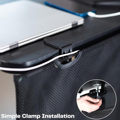 VIVO Black Clamp-on 48 inch Desk Cable Management Sleeve, DESK-SKIRT-48P | Privacy Desk Skirt, Cable Organizer, Wire Hider Kit Panel System - size: 48" Panel