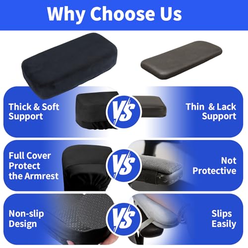 YOUFi Office Chair Arm Covers,Extra Soft Velvet Armrest Cushion,Set of 2 - color: Black