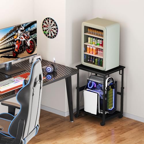 Snughome Extra-Large Computer Tower Stand with Charging Station, Adjustable PC Tower Stand for Floor 25.2"-36.2", Mobile Rolling CPU Holder Cart with Locking Wheels for Gaming Office Home - size: 23.62''L × 15.75''W × 36.22''H