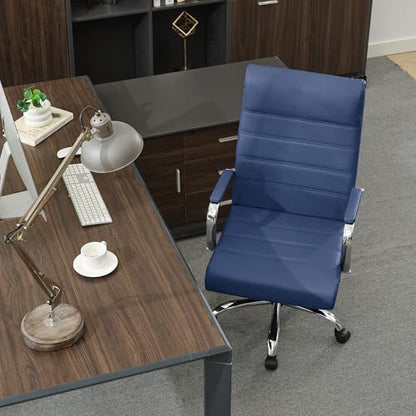 Modern Office Desk Chair, Conference Room Chairs, High Back Ergonomic Home ofiice Chair, Adjustable Height Swivel Executive Computer Chair with Armrest and Padded Seat (Blue) - color: Blue