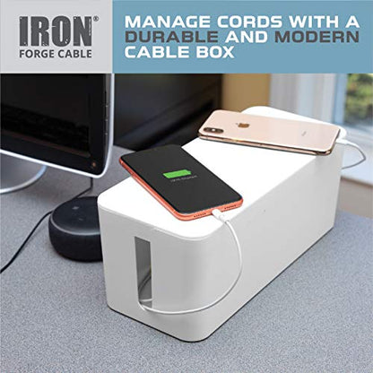 Iron Forge Cable Cable Management Box, 2 Pack - White, Hook & Loop Keepers - color: White