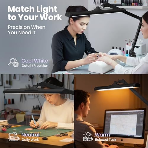 Neatfi 3,500 Lumens LED Desk Lamp, Dimmable, 26-Inch Shade, CCT (Black) - color: Black-2, size: 26-Inch Wide Shade