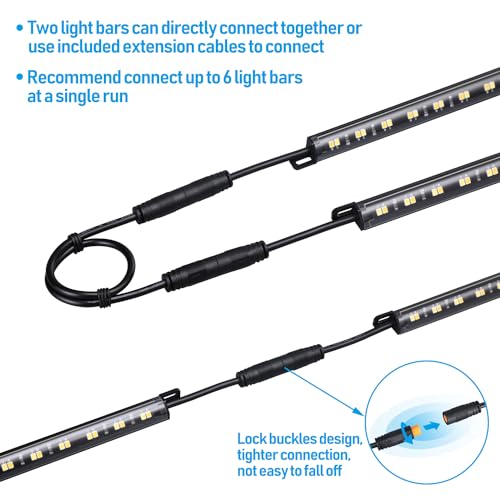 TORCHSTAR 4pcs 12 Inch LED Safe Lighting Kit, Motion Sensor, 3CCT | UL Power Adapter, Input 100-240V, Linkable Gun Safe Light Bars, 600LM, for Under Cabinet Locker Closet, 3000K/4000K/5000K - color: 3CCT
