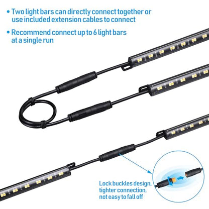 TORCHSTAR 4pcs 12 Inch LED Safe Lighting Kit, Motion Sensor, 3CCT | UL Power Adapter, Input 100-240V, Linkable Gun Safe Light Bars, 600LM, for Under Cabinet Locker Closet, 3000K/4000K/5000K - color: 3CCT