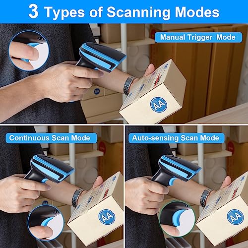Barcode Scanner Wireless 1D Laser Barcode Reader with Stand | 2 in 1 Wired Connection & 2.4G Wireless Plug&Play Bar Code Reader Scanners - size: 1D-652WL-Wireless