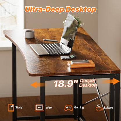 Huuger Folding Desk for Small Spaces, 47.2 Inch Foldable Computer Table - color: Rustic Brown, size: 18.9"D x 47.2"W