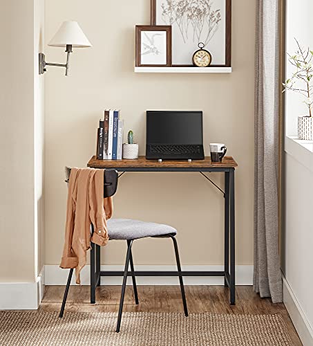 VASAGLE Computer Desk, Office Work Desk, 31.5 x 19.7 x 29.9 Inches, for Study, Bedroom, Home Office, Living Room, Rustic Brown and Ink Black ULWD038B01 | Gaming Desk, Home Office Desk, Modern Basic Style, Metal Frame, Rustic Brown and Matte Black, BARNET