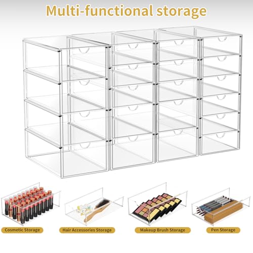 20 Drawers Acrylic Makeup Organizer, stackable Acrylic Storage Drawer