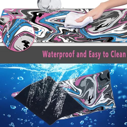 Rcege Large Gaming Mouse Pad Extended Desk Mat with Non Slip Stitched Edge - color: Abstract Purple, size: 31.5L x 15.8W inches