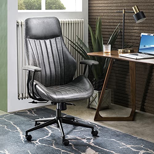 ovios Ergonomic Office Chair, High-Back Faux Suede Computer Executive Chair - color: Grey, size: High Back, Regular Cushion