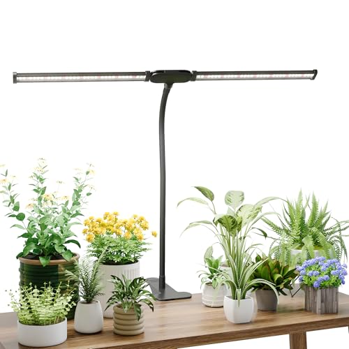 LED Grow Light, 6000K White Full Spectrum Clip Plant Growing Lamp | with Rotatable Dual Head for Indoor Desk Plants,Dimmable & Timer 4/8/12H,High Power Output for Faster Growth,1-Head - size: 1 Tube