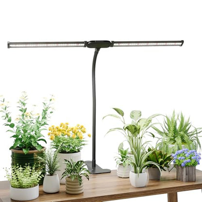 LED Grow Light, 6000K White Full Spectrum Clip Plant Growing Lamp | with Rotatable Dual Head for Indoor Desk Plants,Dimmable & Timer 4/8/12H,High Power Output for Faster Growth,1-Head - size: 1 Tube
