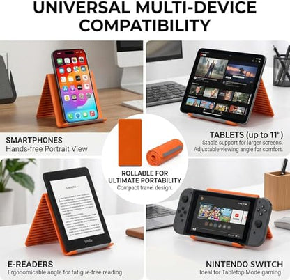 Silicone Phone Stand with Aluminum, Flexible Foldable Phone Holder,Bendable Adjustable Anti-Slip Desktop Stand for Phone Tablet Laptop, Portable Rollable Multi-Angle Stand for Home Office (2 PCS)