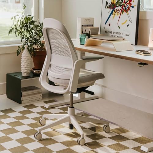 Haworth Breck Ergonomic Office Chair, Home Office Desk Chair, Lunar | Computer Desk Chair with Height-Adjustable Lumbar Support, White Trim, Duo-Tone Hard Casters, and 4D-Arms - color: Lunar, style: White Trim