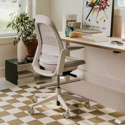 Haworth Breck Ergonomic Office Chair, Home Office Desk Chair, Lunar | Computer Desk Chair with Height-Adjustable Lumbar Support, White Trim, Duo-Tone Hard Casters, and 4D-Arms - color: Lunar, style: White Trim
