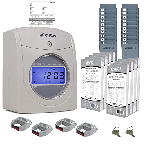 uPunch HN4540 Comprehensive Small Business Start-Up Kit: AutoAlign Calculating Time Clock System with 400 Time Cards, Ribbons, and Racks - style: HN4540 Bundle