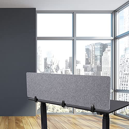 Stand Up Desk Store ReFocus Raw Clamp-On Acoustic Desk Divider Mounted Privacy Panel to Reduce Noise and Visual Distractions (Castle Gray, 59" x 16") - color: Castle Gray, size: 60" X 16"