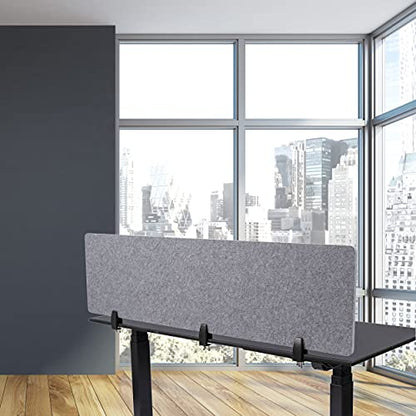 Stand Up Desk Store ReFocus Raw Clamp-On Acoustic Desk Divider Mounted Privacy Panel to Reduce Noise and Visual Distractions (Castle Gray, 59" x 16") - color: Castle Gray, size: 60" X 16"