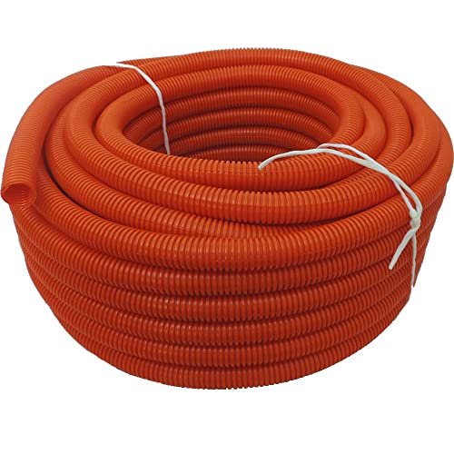Flexible Polyethylene HDPE Non-Split Corrugated Wire Loom Tubing (Orange, 1" Dia. x 100 ft) - color: Orange, size: 1" Dia. x 100 ft