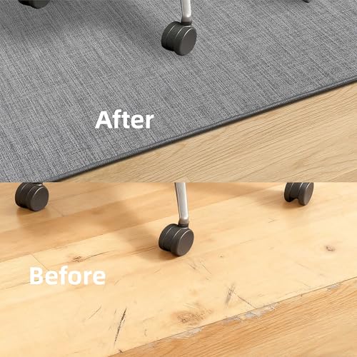 Office Chair Mat for Hardwood Floors,Thick Rubber Mat – Heavy Duty Anti-Slip Protection for Rolling Chairs, Home Office Desk Rug (Dark Grey, 36"×48")