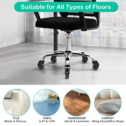 Hirate 3 inch Office Chair Casters Wheel with 3/8"-16UNC Threaded Stem | Set of 5 with Nylon Nuts, Heavy Duty, Desk Gaming Chair Caster Replacement, Smooth & Quiet Rolling for Hardwood Floors - size: 3 inches