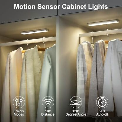 Under Cabinet Lighting ,15 Colors Motion Sensor Light Indoor Night Lights with Remote,58LED RGB Under Cabinet Lights Bar ,Dimmable 5Pack Wireless Under Counter Lighting for Kitchen,Closet, Shelf