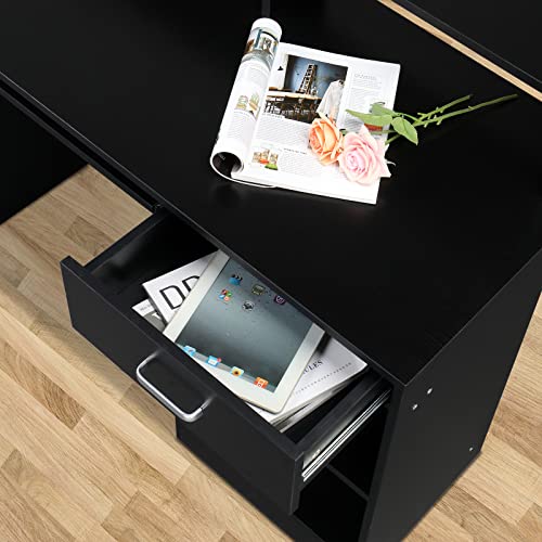 Karl home Computer Desk Study Writing Desk, Black - color: Black, size: with Keyboard 1
