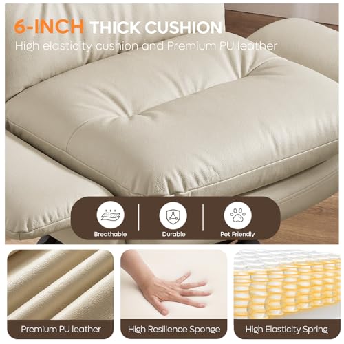 Bestier Criss Cross Chair with Flip-Up Arms, Comfy Wide Vanity Chair | Scratch-Resistant Pu Leather Computer Office Desk Chairs with Wheels 2 Side Pockets for Home Makeup Bedroom, Beige - color: Beige Pu Leather, size: Low Back