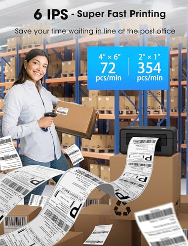 iDPRT Bluetooth Thermal Shipping Label Printer for Phone, 4x6, Supports Windows/Mac/iOS/Android, Ideal for Small Business and Shipping Packages (Renewed)