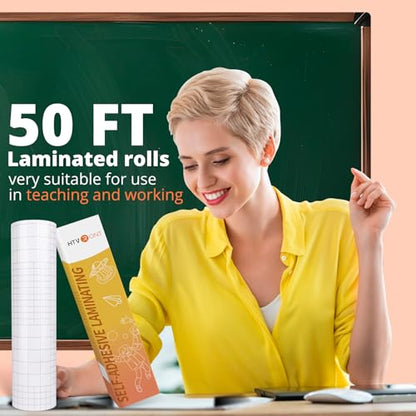 HTVRONT Clear Self-Adhesive Laminating Vinyl Roll 12x50 FT - size: 50ft