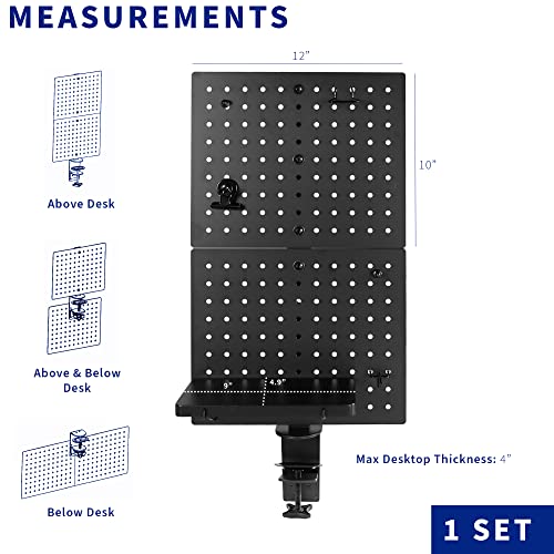 VIVO Clamp-on 12 x 20 in Desk Pegboard - color: Black, size: 12"