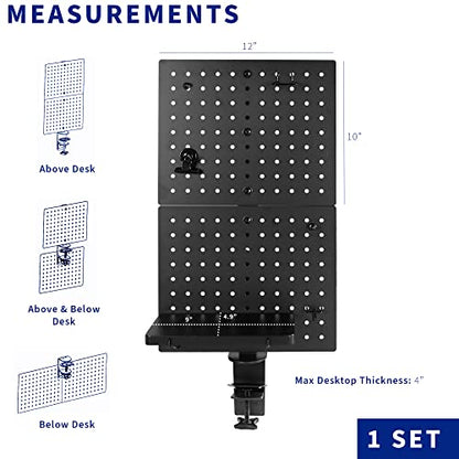 VIVO Clamp-on 12 x 20 in Desk Pegboard - color: Black, size: 12"