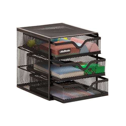 Mind Reader Desktop Accessory Storage, Desk Supplies, Organizer, Office, Metal Mesh, 6.25" L x 6.5" W x 6.5" H, Black - size: 6.25"L x 6.5"W x 6.5"H